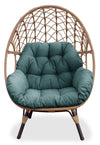 Fauteuil en forme d’œuf Coco de Kort & Co. pour la terrasse à l’extérieur - osier en résine tressé à la main, résistant aux rayons UV et aux intempéries - naturel et vert