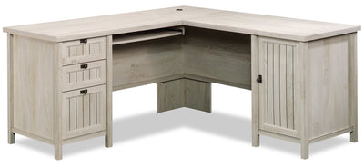 Costa 65.12" Commercial Grade L-Shaped Office Desk with 3-Drawers & Cabinet - Chalked Chestnut|Bureau en forme de L Costa de 65,12 po de qualité commerciale à 3 tiroirs avec armoire - marron blanchi