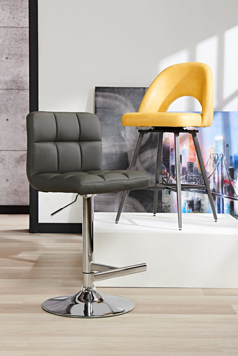 Tabouret bar Cruz en tissu de cuir végétalien et en métal avec siège pivotant et réglable - gris