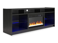 Meuble pour téléviseur Luna d’Ameriwood Home avec foyer électrique pour téléviseurs jusqu’à 65 po - chêne noir