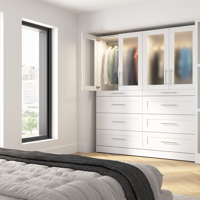 Système de pièce-penderie modulaire Florence de Bestar de 71 po avec éclairage à DEL et rangement - blanc