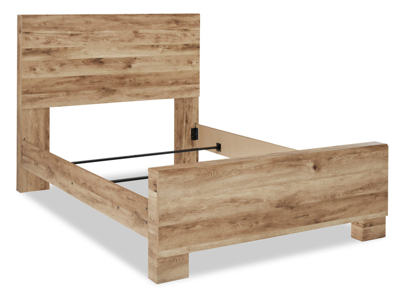 Lit à panneaux Derekson avec tête de lit et cadre de lit, naturel - format grand lit