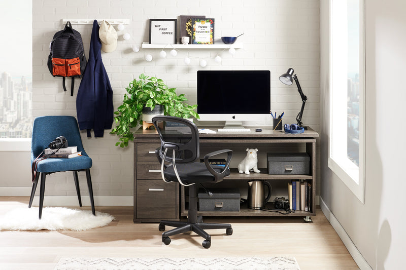 Chaise de salle à manger Eden en tissu d’apparence lin et en métal - bleue