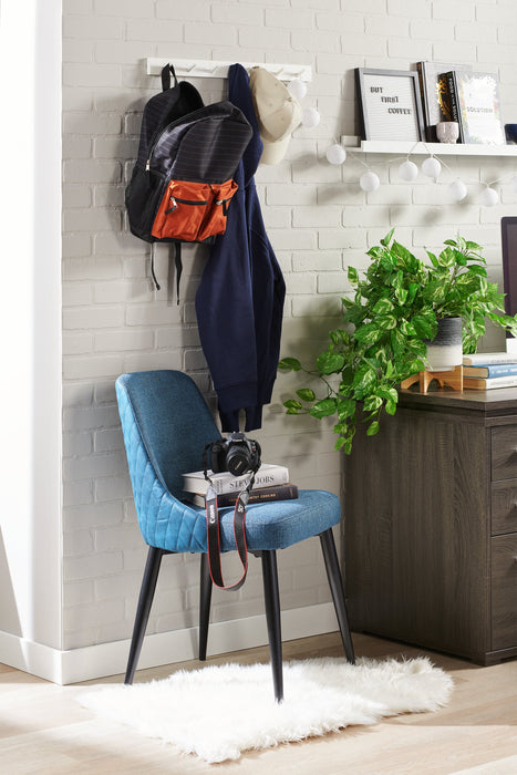 Chaise de salle à manger Eden en tissu d’apparence lin et en métal - bleue