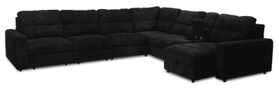 Scott Living Elevate Modular 7-Piece Right-Facing Chenille Fabric Power Sliding Sectional with Storage - Ebony | Sofa sectionnel modulaire à coulissement électrique de droite Elevate de Scott Living 7 pièces en tissu de chenille avec rangement - Ebony