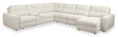 Scott Living Elevate Modular 7-Piece Right-Facing Chenille Fabric Power Sliding Sectional with Storage - Beige | Sofa sectionnel modulaire à coulissement électrique de droite Elevate de Scott Living 7 pièces en tissu de chenille avec rangement - beige