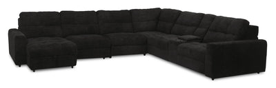 Scott Living Elevate Modular 7-Piece Left-Facing Chenille Fabric Power Reclining and Sliding Sectional - Ebony | Sofa sectionnel modulaire à coulissement et inclinaison électriques de gauche Elevate de Scott Living 7 pièces en tissu de chenille - Ebony