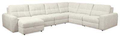 Scott Living Elevate Modular 6-Piece Left-Facing Chenille Fabric Power Reclining and Sliding Sectional - Beige | Sofa sectionnel modulaire à coulissement et inclinaison électriques de gauche Elevate de Scott Living 6 pièces en tissu de chenille - beige