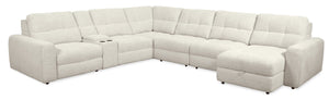 Sofa sectionnel modulaire à coulissement et inclinaison électriques de droite Elevate de Scott Living 7 pièces en tissu de chenille - beige