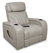 Fauteuil de massage à inclinaison électrique Elite de 38 po en cuir véritable avec son immersif et appuie-tête électrique - mastic