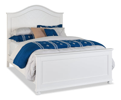 Ella Panel Bed with Headboard & Frame, Chevron Pattern, White - Queen Size | Lit à panneaux Ella blanc avec tête de lit, cadre et motif de chevrons - format grand lit