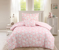 Ensemble d’édredon Elsie 4 pièces pour lit double ou grand lit - rose