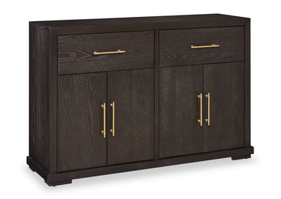 Emery Dining Server with Drawers, Storage & Built-In Wine Racks, 60"W - Black | Desserte de salle à manger Emery de 60 po (L) avec tiroirs, rangement et supports à vin intégrés - noire