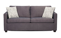 Grand sofa-lit Everlee de 76,5 po fabriqué au Canada en microsuède avec mousse à mémoire de forme et deux coussins décoratifs - gris