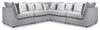 Sofa sectionnel modulaire Evolve de Scott Living 5 pièces en tissu d’apparence lin avec coussins en duvet et plumes - gris