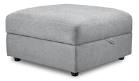 Pouf de rangement modulaire Evolve de Scott Living de 39,5 po en tissu d’apparence lin avec coussin en duvet et plumes - gris