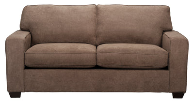 Made in Canada Fiona 74" Chenille Fabric Full-Size Sofa Bed with Track Arms - Mocha Brown | Sofa-lit double Fiona de 74 po fabriqué au Canada en tissu de chenille avec accoudoirs rectilignes - brun moka