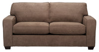 Sofa-lit simple Fiona de 58 po fabriqué au Canada en tissu de chenille avec accoudoirs rectilignes - brun moka
