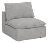 Fauteuil modulaire sans accoudoirs Fusion de 33,46 po en tissu de chenille gris argenté avec coussin amovible en duvet et plumes