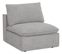 Fauteuil modulaire sans accoudoirs Fusion de 33,46 po en tissu de chenille gris argenté avec coussin amovible en duvet et plumes