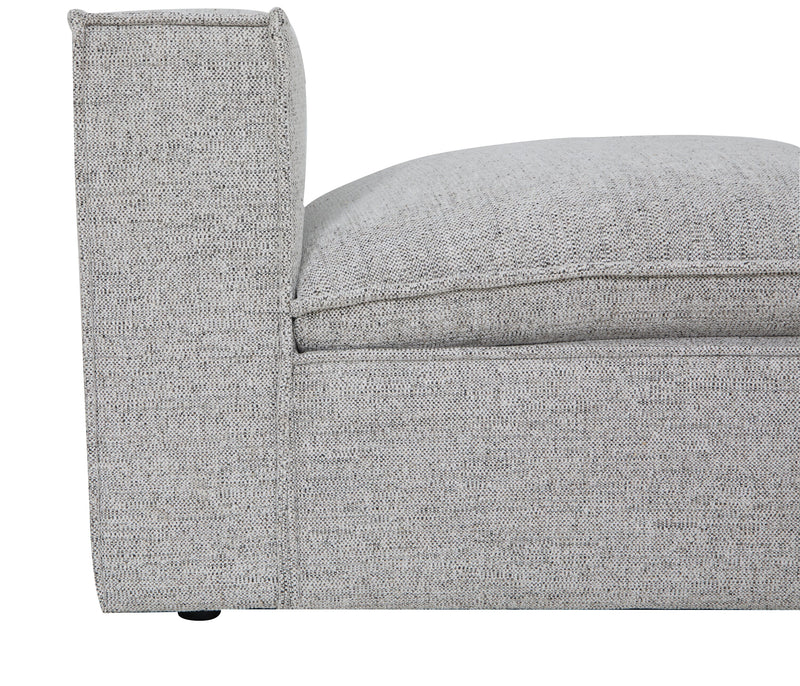 Fauteuil modulaire sans accoudoirs Fusion de 33,46 po en tissu de chenille gris argenté avec coussin amovible en duvet et plumes