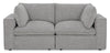 Causeuse modulaire Fusion de 83,46 po en tissu de chenille gris argenté avec coussins de dossier amovibles en duvet et plumes