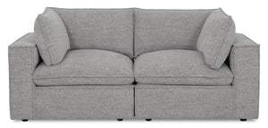 Causeuse modulaire Fusion de 83,46 po en tissu de chenille gris argenté avec coussins de dossier amovibles en duvet et plumes