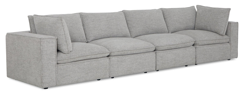 Sofa sectionnel modulaire Fusion 4 pièces en tissu de chenille gris argenté avec coussins de dossier amovibles en duvet et plumes