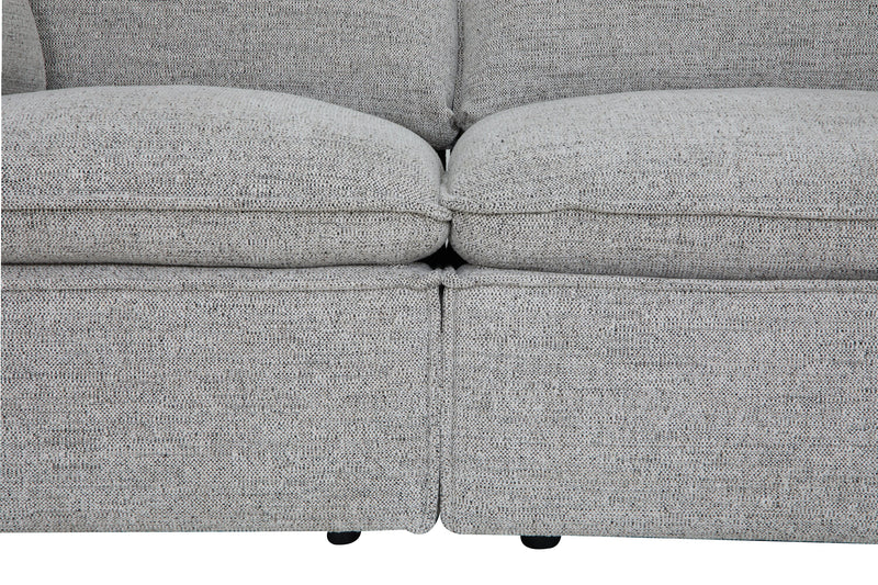 Sofa sectionnel modulaire Fusion 4 pièces en tissu de chenille gris argenté avec coussins de dossier amovibles en duvet et plumes
