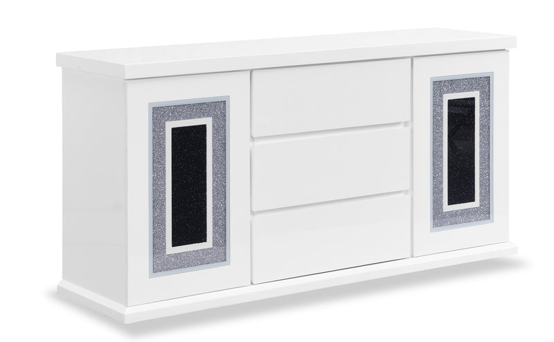 Desserte de salle à manger somptueuse Garbo de 64 po (L) avec rangement - blanche