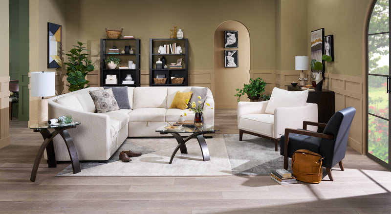 Fauteuil Gena de Cindy Crawford Home de 38,5 po en tissu d’apparence lin avec coussin de dossier amovible - blanc coton