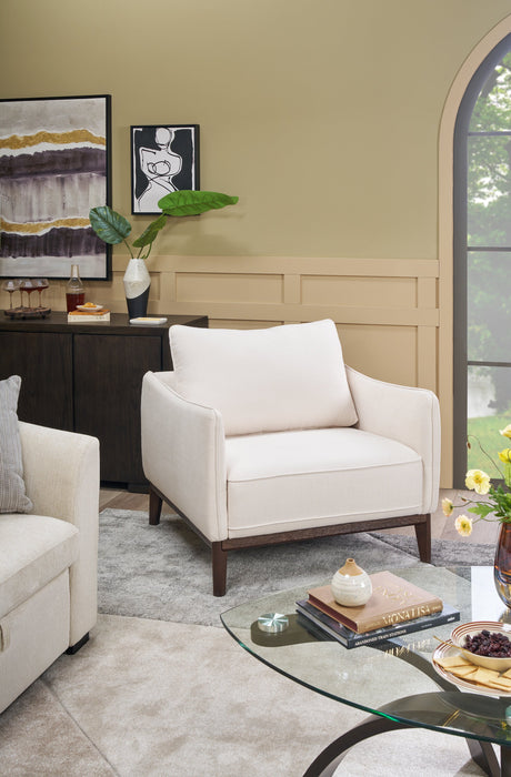 Fauteuil Gena de Cindy Crawford Home de 38,5 po en tissu d’apparence lin avec coussin de dossier amovible - blanc coton