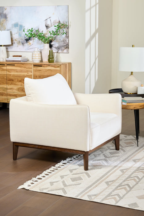 Fauteuil Gena de Cindy Crawford Home de 38,5 po en tissu d’apparence lin avec coussin de dossier amovible - blanc coton