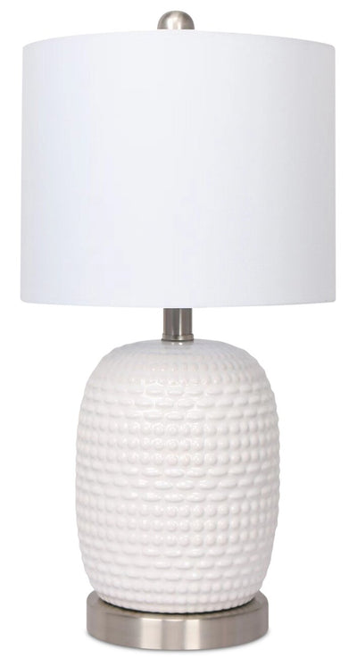 Kort & Co. Gianna 19" White and Silver Ceramic Table Lamp|Lampe de table Giada de Kort & Co. de 19 po en céramique, blanche et argentée