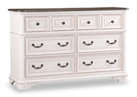 Commode Grace de 64 po (L) x 40 po (H) à 6 tiroirs pour la chambre à coucher - blanc antique
