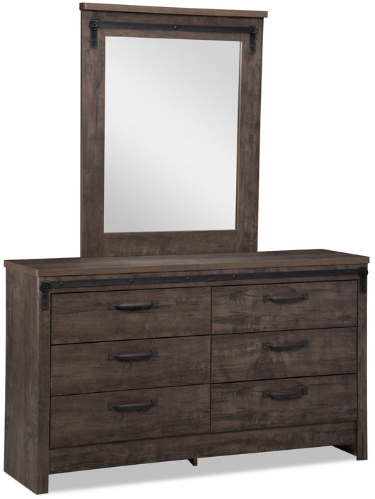Miroir de commode de chambre à coucher rustique Grayson, fabriqué au Canada - gris foncé