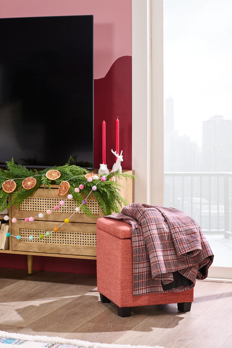 Pouf de rangement carré Halifax de 14,75 po en tissu - orange