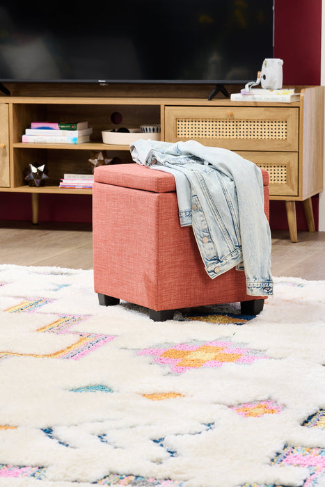 Pouf de rangement carré Halifax de 14,75 po en tissu - orange