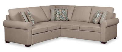Scott Living Haven 2-Piece Left-Facing Chenille Fabric Sleeper Sectional - Taupe | Sofa-lit sectionnel de gauche Haven de Scott Living 2 pièces en tissu de chenille - taupe
