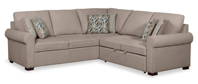 Scott Living Haven 2-Piece Right-Facing Chenille Fabric Sleeper Sectional - Taupe | Sofa-lit sectionnel de droite Haven de Scott Living 2 pièces en tissu de chenille - taupe