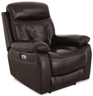 Fauteuils à inclinaison électrique Hayes de 38 po en cuir véritable avec appuie-tête réglable - brun