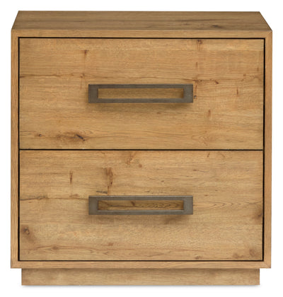 Scott Living Henri Bedside 2-Drawer Nightstand with USB Ports, 26"W x 26"H, Wood - Brown | Table de nuit Henri de Scott Living de 26 po (L) x 26 po (H) en bois à 2 tiroirs avec ports USB - brune