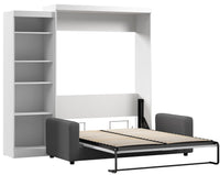 Grand lit escamotable Pur de Bestar avec 5 tablettes et sofa - blanc