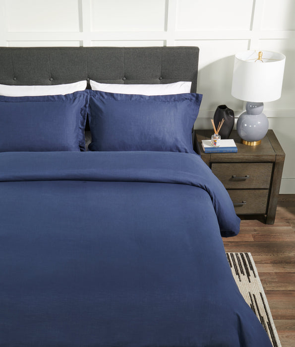 Ensemble de housse de couette Indigo 3 pièces de Kort & Co. pour grand lit - bleu marine
