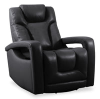 Fauteuil pivotant, coulissant et inclinable Kenzo de 35 po en tissu d’apparence cuir - noir