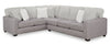 Sofa sectionnel de gauche Koda 2 pièces fabriqué au Canada en tissu de chenille avec coussins réversibles - gris Paloma luxueux