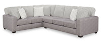 Sofa sectionnel de gauche Koda 2 pièces fabriqué au Canada en tissu de chenille avec coussins réversibles - gris Paloma luxueux