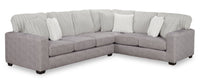 Sofa sectionnel de droite Koda 2 pièces fabriqué au Canada en tissu de chenille avec coussins réversibles - gris Paloma luxueux