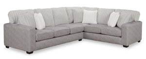 Sofa sectionnel de droite Koda 2 pièces fabriqué au Canada en tissu de chenille avec coussins réversibles - gris Paloma luxueux