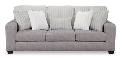 Made in Canada Koda 92" Chenille and Faux Fur Fabric Sofa with Removable Cushions - Plush Paloma Grey | Sofa Koda de 92 po fabriqué au Canada en tissu de chenille et de fausse fourrure avec coussins amovibles - gris Paloma luxueux